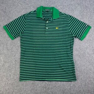 Masters Collection Mens Green Striped Pima Cotton Golf Polo Shirt Medium